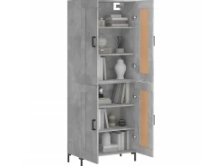 Aparador alto madera contrachapada gris hormigón 69,5x34x180 cm