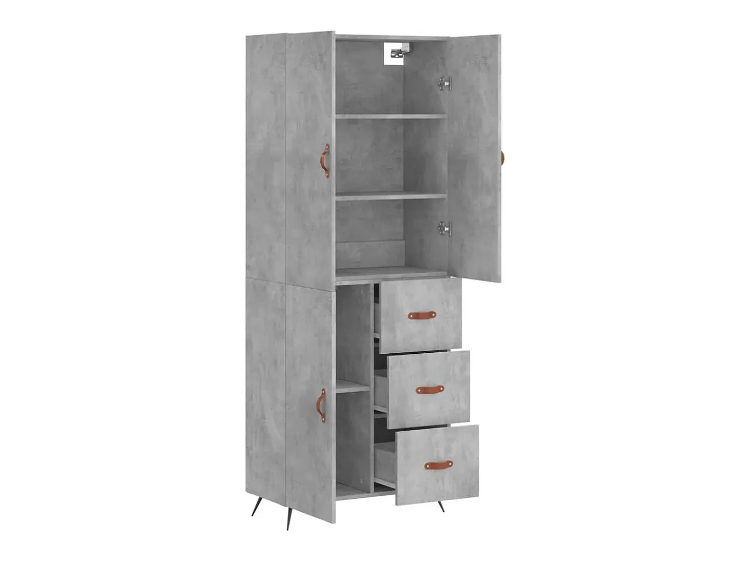 Aparador alto madera contrachapada gris hormigón 69,5x34x180 cm