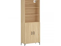 Aparador alto madera contrachapada color roble 69,5x34x180 cm ES12751