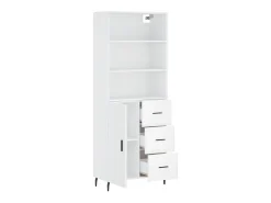 Aparador alto madera contrachapada blanco 69,5x34x180 cm ES57672