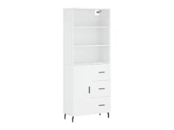 Aparador alto madera contrachapada blanco 69,5x34x180 cm ES57672