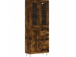 Aparador alto madera contrachapada roble ahumado 69,5x34x180 cm ES44543