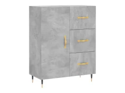 Aparador alto madera contrachapada gris hormigón 69,5x34x180 cm