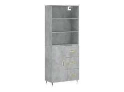 Aparador alto madera contrachapada gris hormigón 69,5x34x180 cm