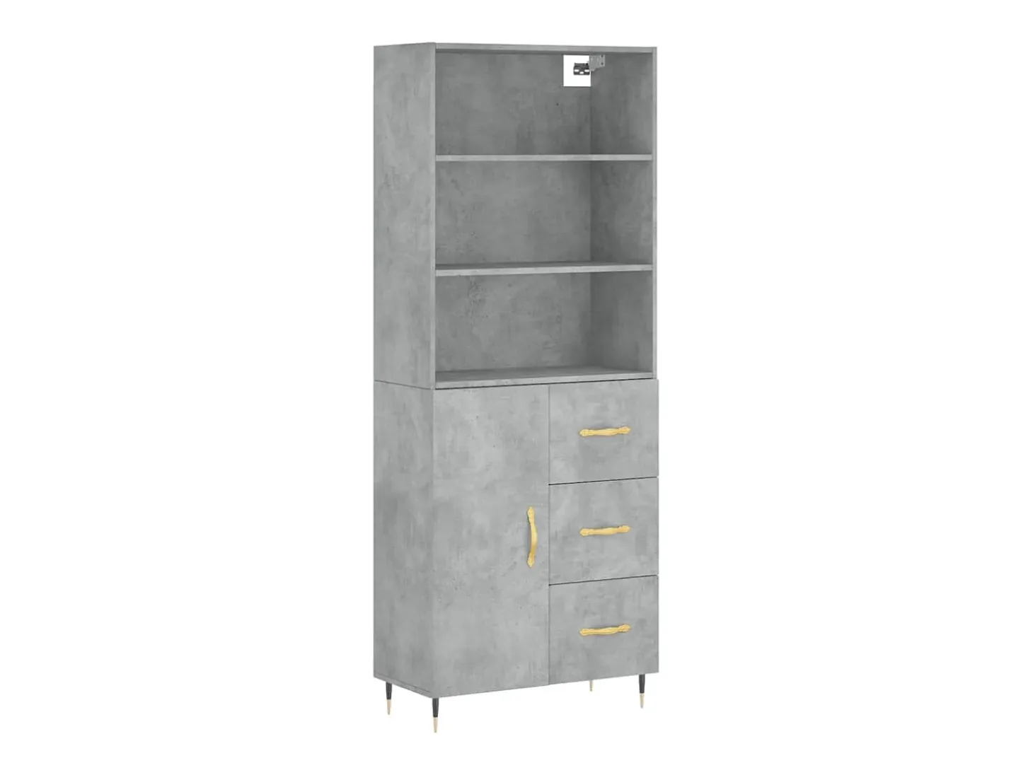 Aparador alto madera contrachapada gris hormigón 69,5x34x180 cm