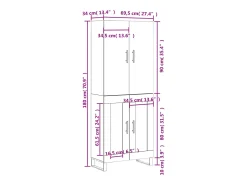 Aparador alto madera contrachapada roble ahumado 69,5x34x180 cm
