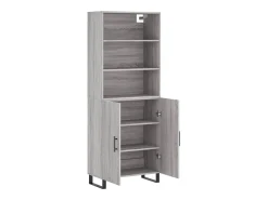 Aparador alto madera contrachapada gris sonoma 69,5x34x180 cm