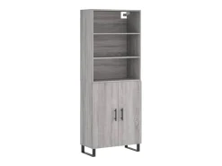 Aparador alto madera contrachapada gris sonoma 69,5x34x180 cm