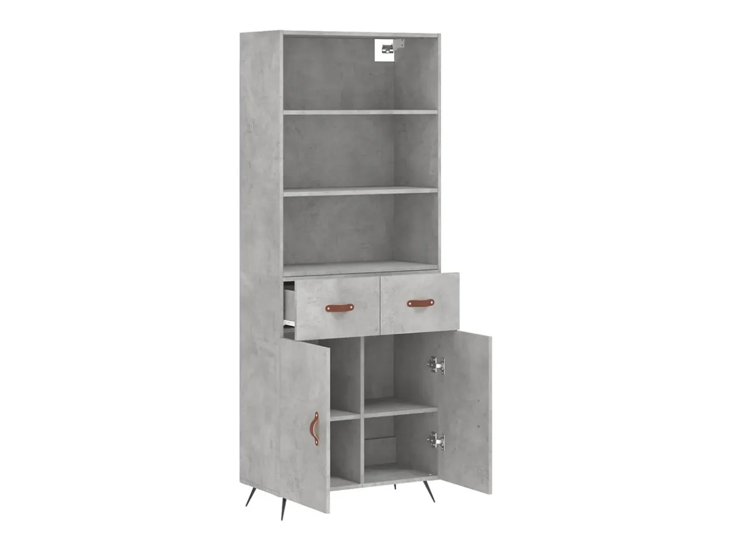 Aparador alto madera contrachapada gris hormigón 69,5x34x180 cm ES35651