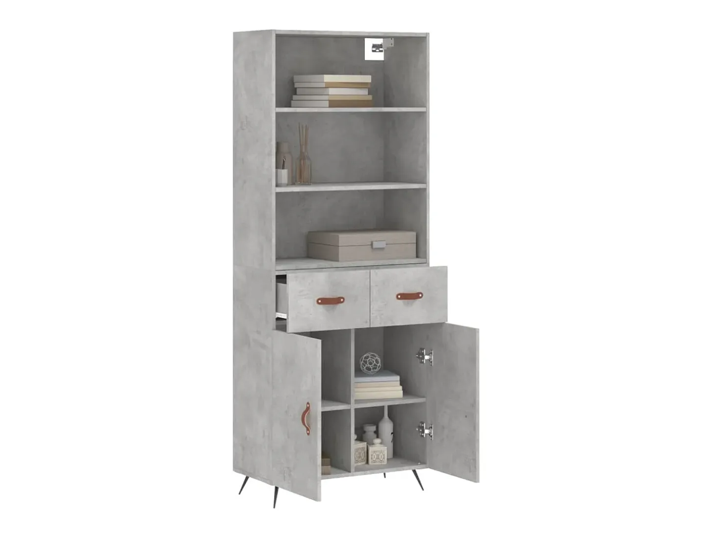 Aparador alto madera contrachapada gris hormigón 69,5x34x180 cm ES35651