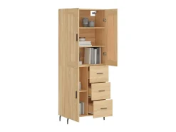Aparador alto madera contrachapada color roble 69,5x34x180 cm