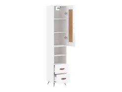 Aparador alto madera contrachapada blanco brillo 34,5x34x180 cm ES63039