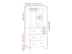Aparador alto madera contrachapada gris hormigón 69,5x34x180 cm