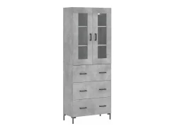 Aparador alto madera contrachapada gris hormigón 69,5x34x180 cm