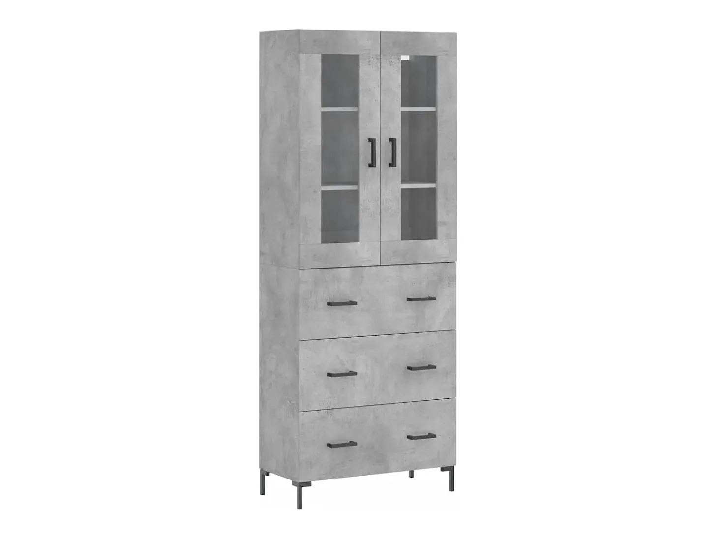 Aparador alto madera contrachapada gris hormigón 69,5x34x180 cm