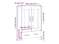 Aparador alto madera de ingeniería blanco 69,5x31x115 cm