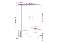 Aparador alto madera de ingeniería blanco 69,5x31x115 cm