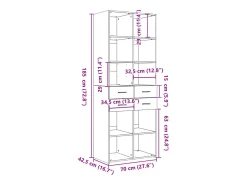 Aparador alto madera de ingeniería gris hormigón 70x42,5x185 cm