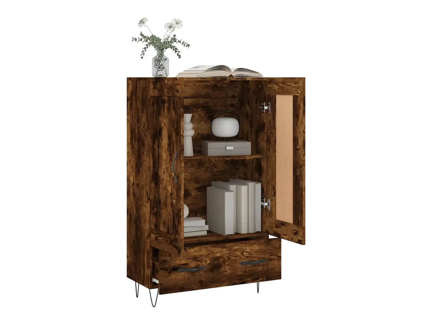 Aparador alto madera de ingeniería roble ahumado 69,5x31x115 cm