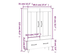 Aparador alto madera de ingeniería roble ahumado 69,5x31x115 cm