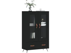Aparador alto madera de ingeniería negro 69,5x31x115 cm ES96891