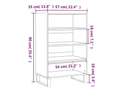 Aparador alto madera de ingeniería gris hormigón 57x35x90 cm