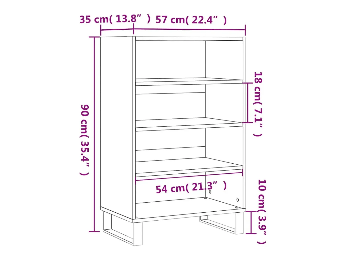 Aparador alto madera de ingeniería gris hormigón 57x35x90 cm