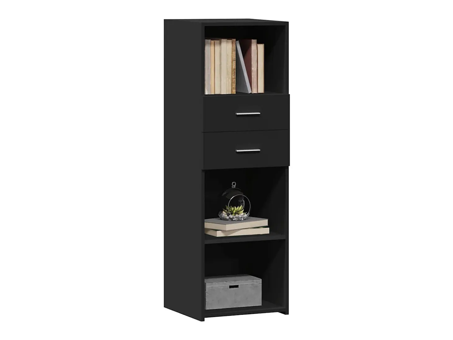 Aparador alto madera de ingeniería negro 40x42,5x124 cm