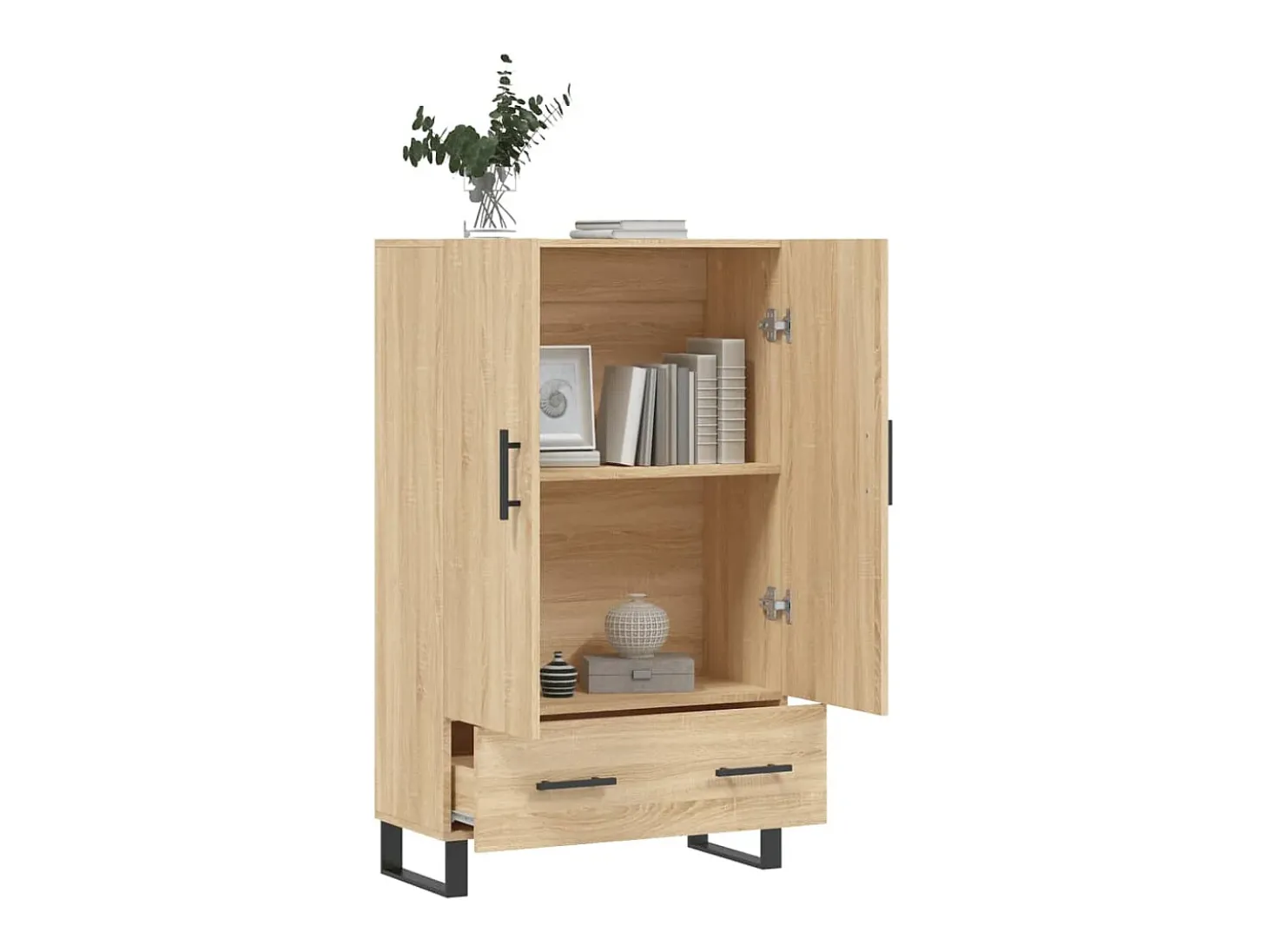 Aparador alto madera de ingeniería roble Sonoma 69,5x31x115 cm ES78368