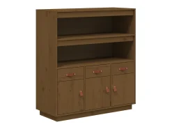 Aparador alto madera maciza de pino marrón miel 100x40x108,5 cm ES30294