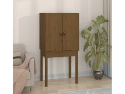 Aparador alto madera maciza de pino marrón miel 60x40x120 cm ES33175