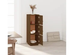 Aparador alto madera maciza de pino marrón miel 34x40x108,5 cm ES75051