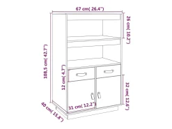 Aparador alto Marrón miel 67x40x108,5 cm Madera maciza de pino