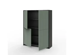 Aparador alto moderno con puertas canaleteadas Budapest - Verde oscuro