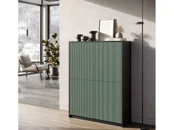 Aparador alto moderno con puertas canaleteadas Budapest - Verde oscuro
