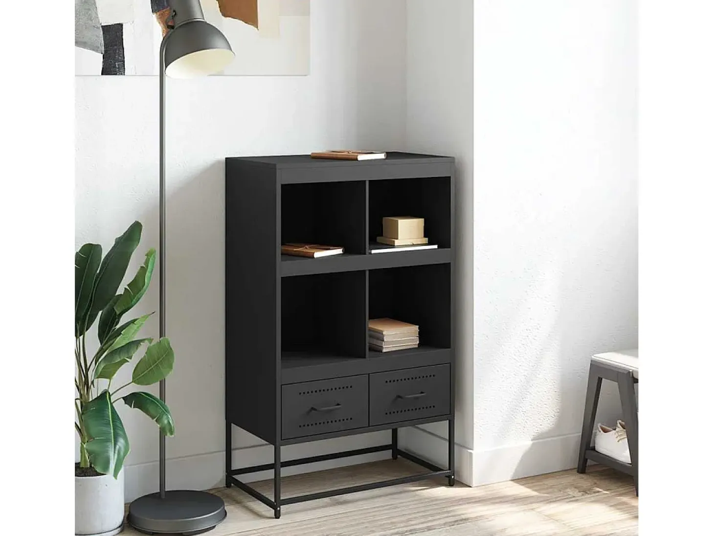 Aparador alto negro 68x39x111,5 cm acero