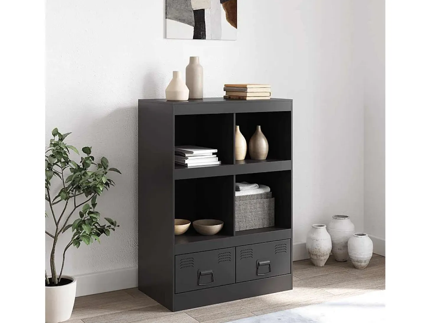 Aparador alto negro 67x39x95 cm acero