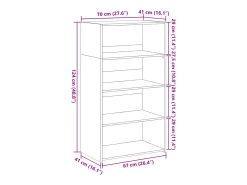 Aparador alto negro 70x41x124 cm madera contrachapada