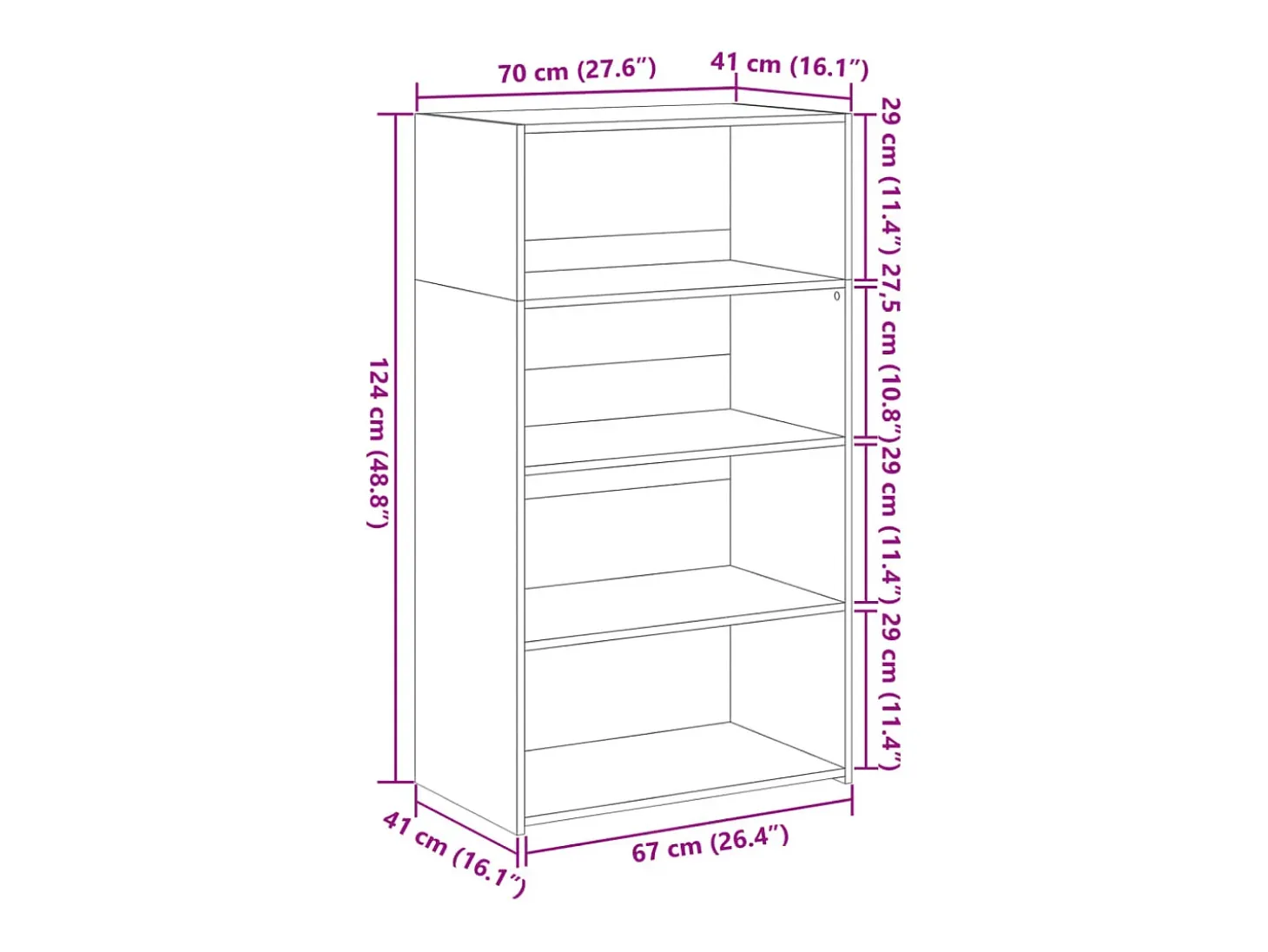 Aparador alto negro 70x41x124 cm madera contrachapada