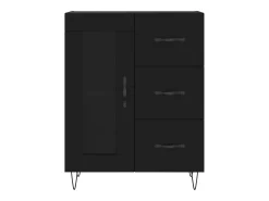 Aparador alto negro 69,5x34x180 cm Madera contrachapada