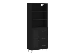 Aparador alto negro 69,5x34x180 cm Madera contrachapada