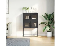 Aparador alto negro 68x39x107 cm acero