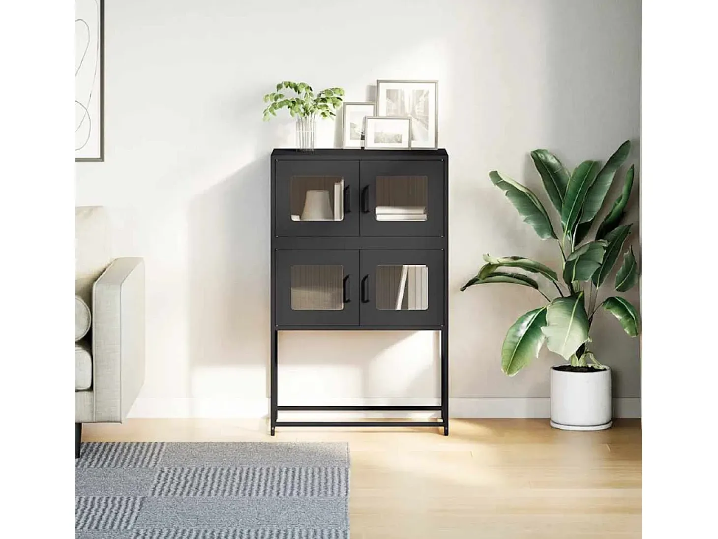 Aparador alto negro 68x39x107 cm acero