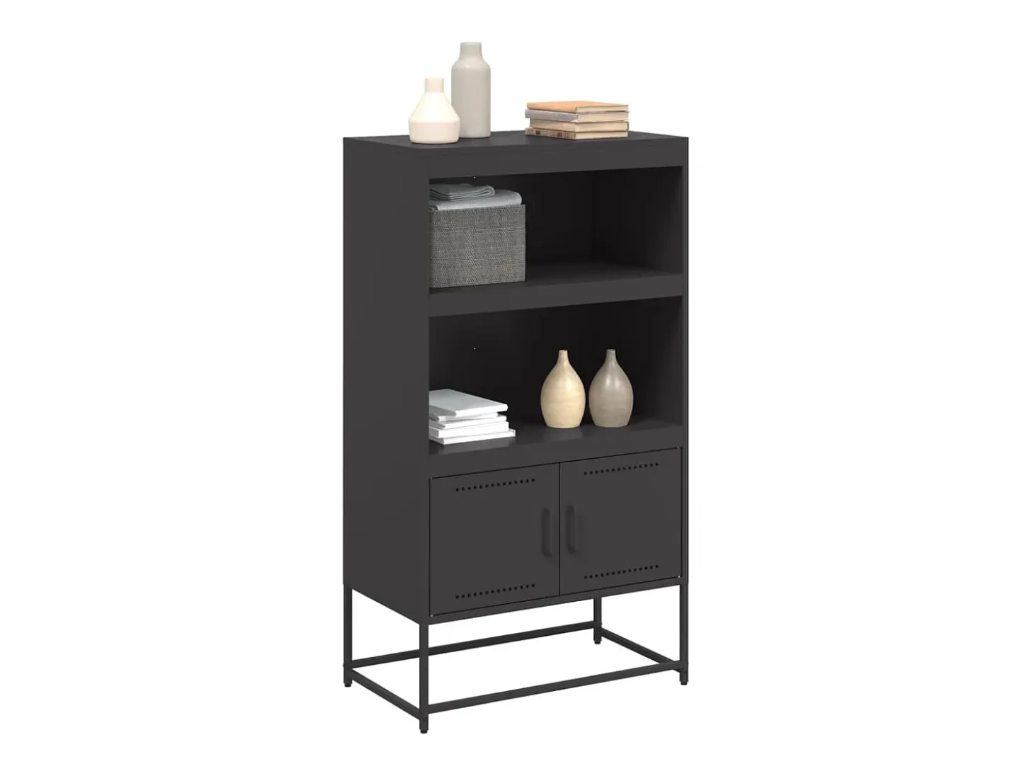 Aparador alto negro 68,5x38,5x123,5 cm acero