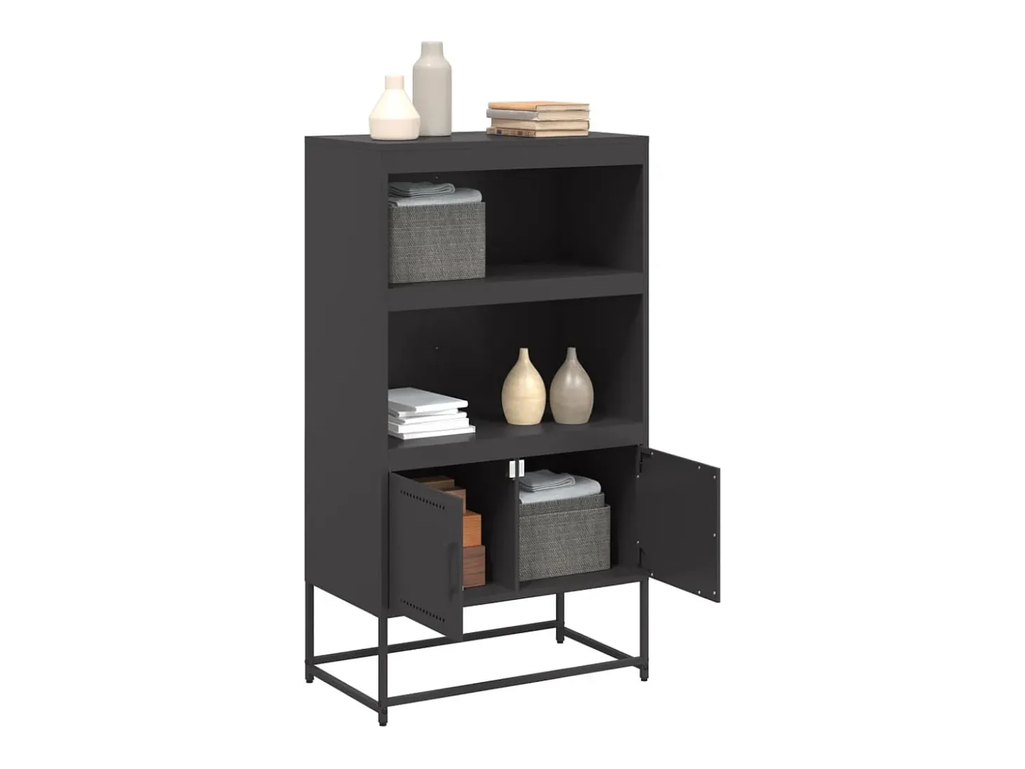 Aparador alto negro 68,5x38,5x123,5 cm acero