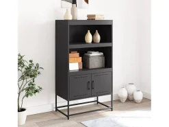 Aparador alto negro 68,5x38,5x123,5 cm acero