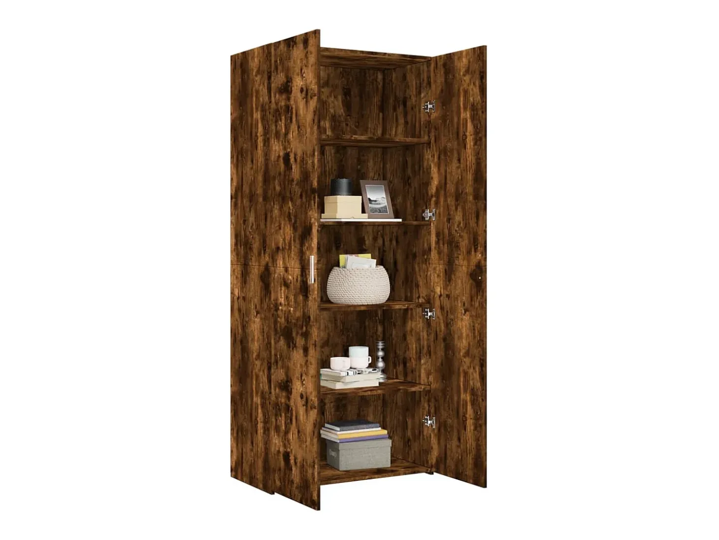 Aparador alto roble ahumado 80x42,5x185 cm madera de ingeniería