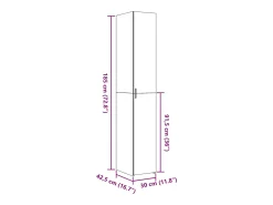 Aparador alto roble ahumado 30x42,5x185 cm madera de ingeniería