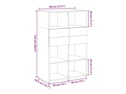 Aparador alto roble marrón 80x42,5x124 cm madera de ingeniería