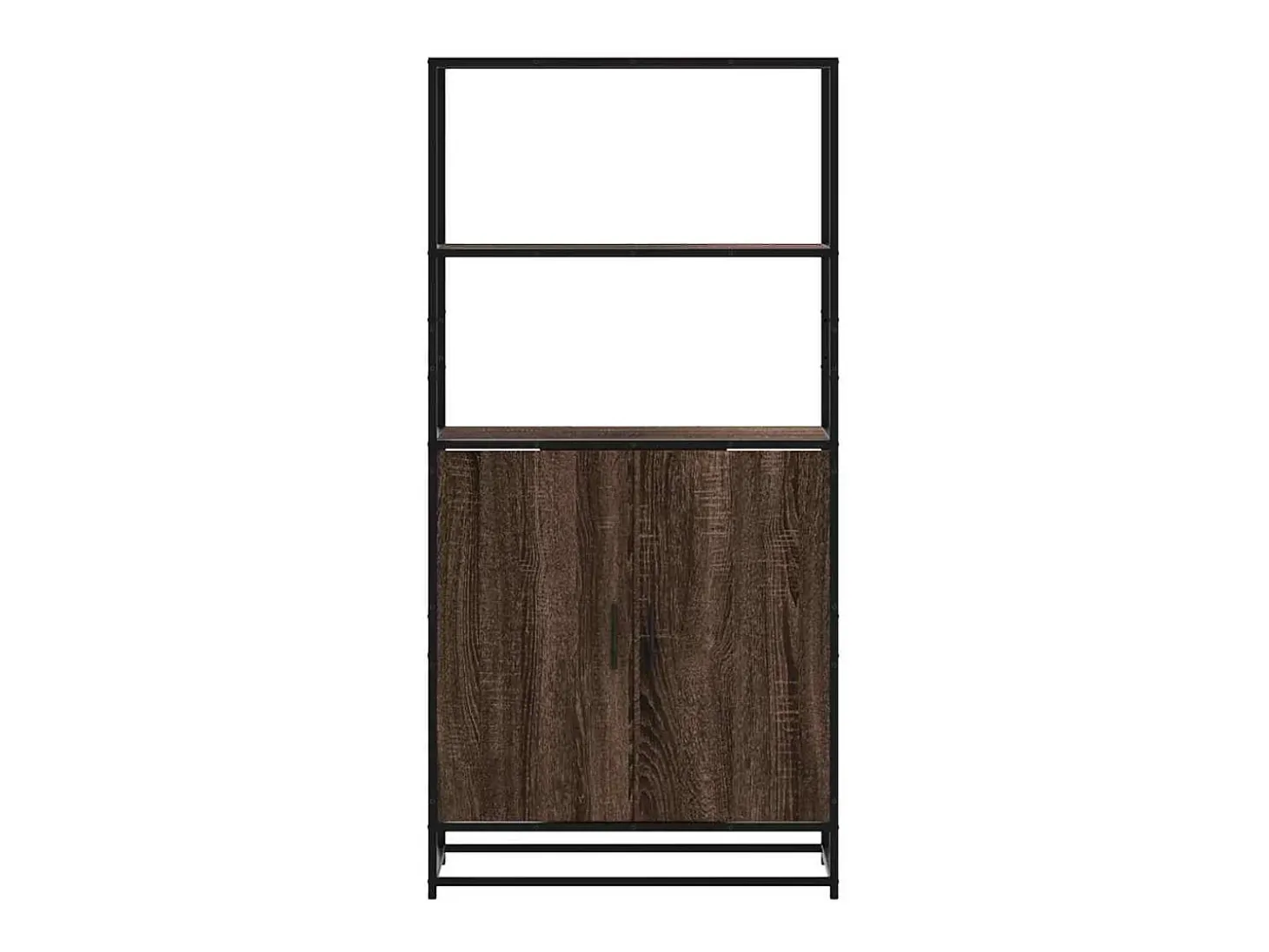 Aparador alto roble marrón 68x35x139 cm madera contrachapada metal